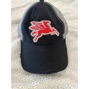 Mobil racing hat w/adjustable hook and loop
